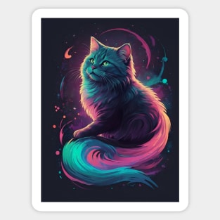 neon pink cat Sticker